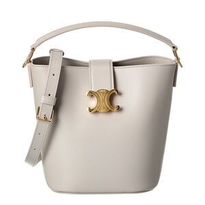 Celine Louise Small Leather Bucket Bag, Grey